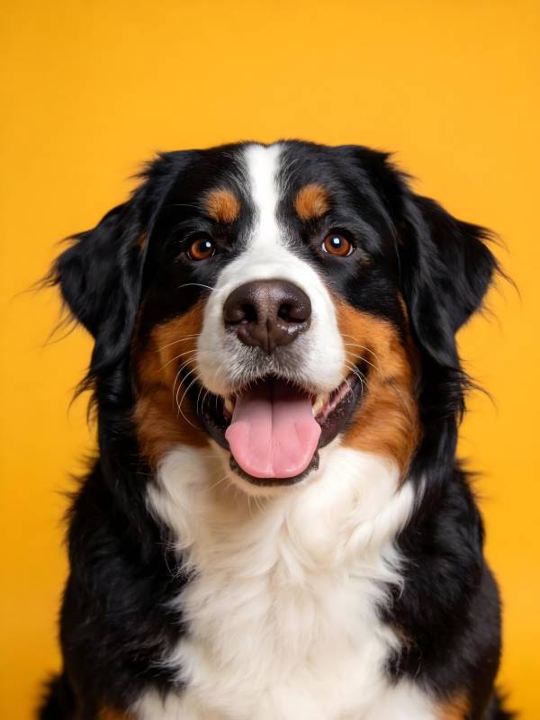 黄底萌犬吐舌笑图片