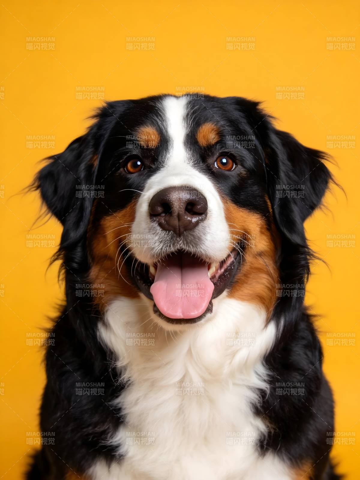 黄底萌犬吐舌笑图片