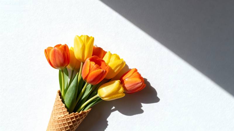 郁金香冰淇淋甜筒花束图片