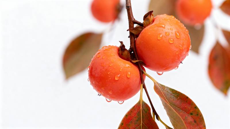 雨后柿子挂枝头图片