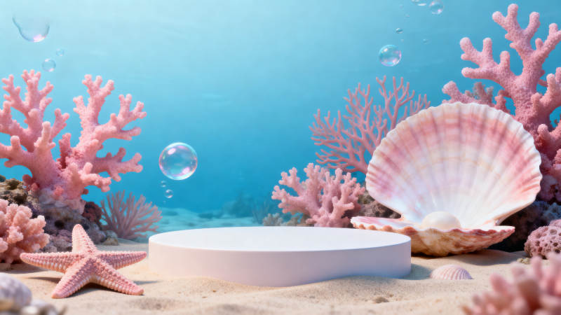 海底珊瑚贝壳梦幻舞台图片
