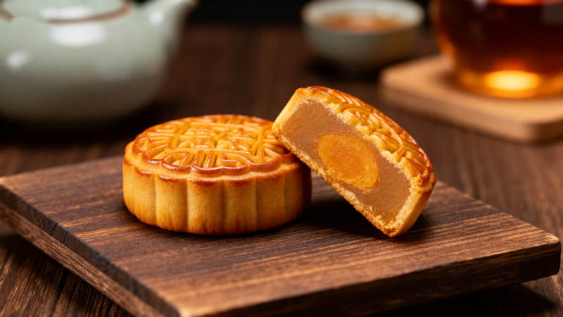 中秋月饼配茶 团圆味浓图片