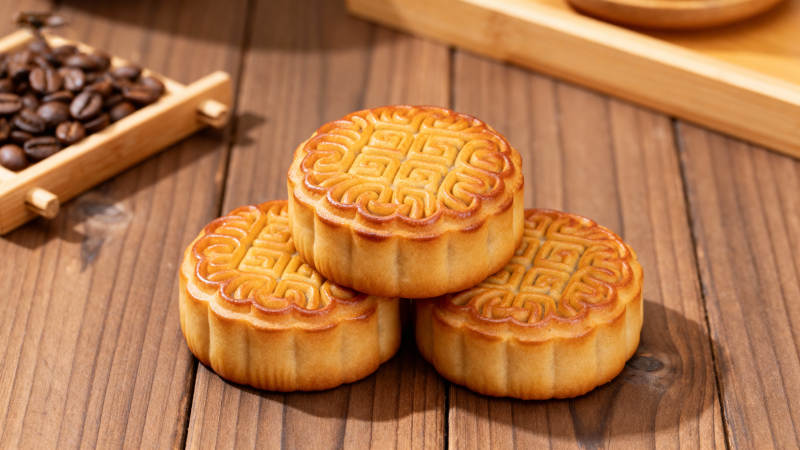 中秋月饼 金黄诱人图片