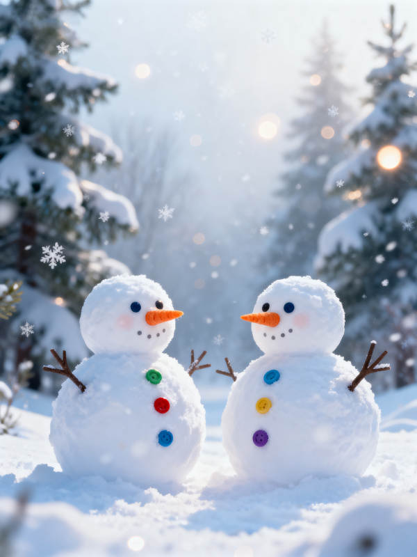 雪中小雪人 彩扣暖冬梦图片
