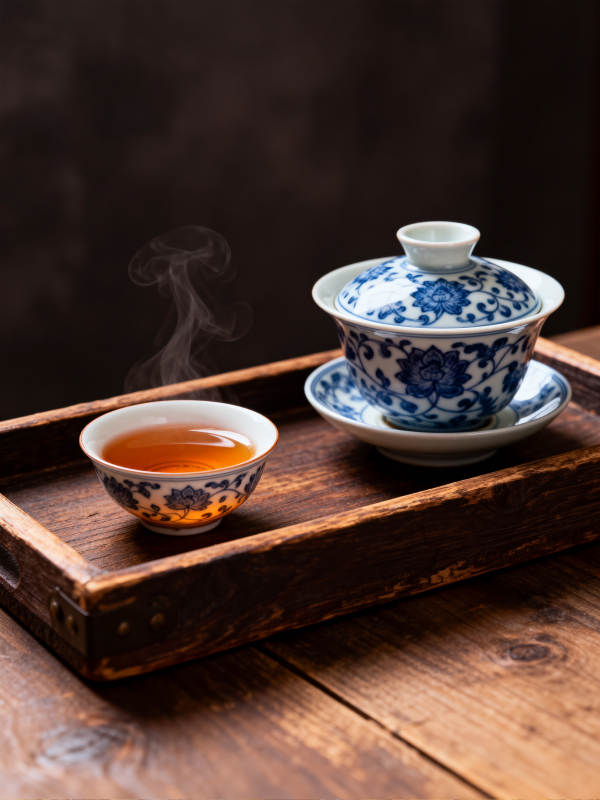 青花瓷茶 氤氲生香图片