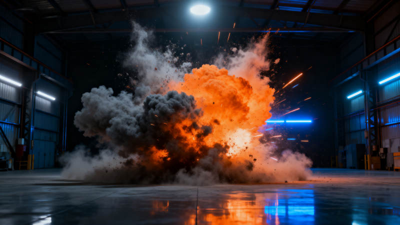 仓库爆炸瞬间 火光冲天图片