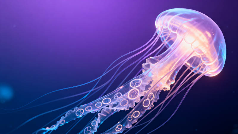 梦幻水母 紫光中翩跹起舞图片