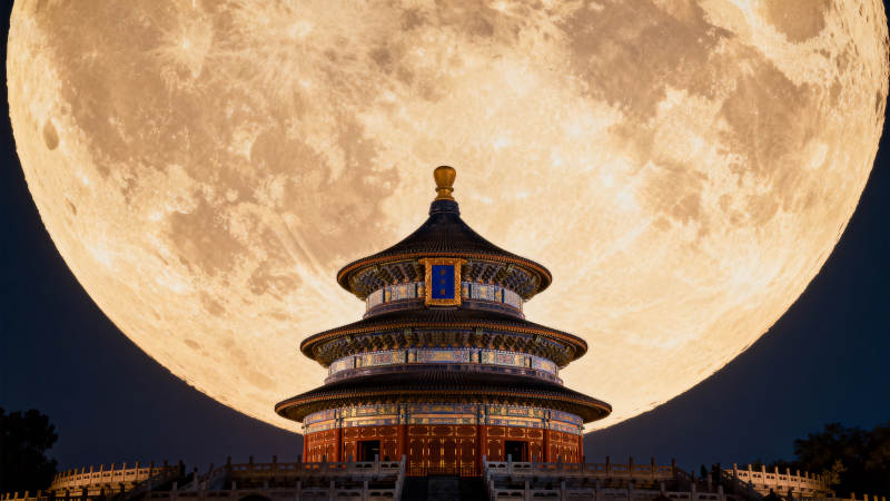 月圆天坛夜图片