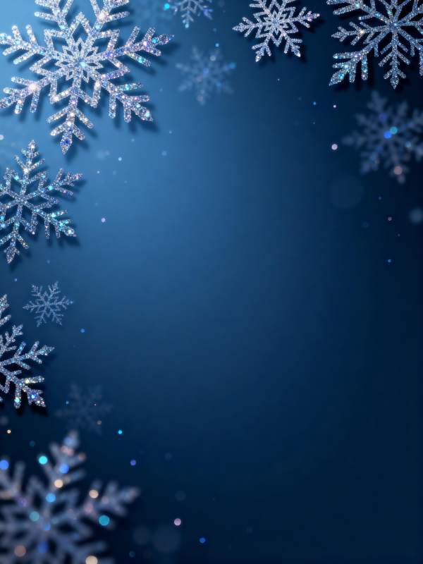 蓝夜雪花 梦幻冬日背景图片