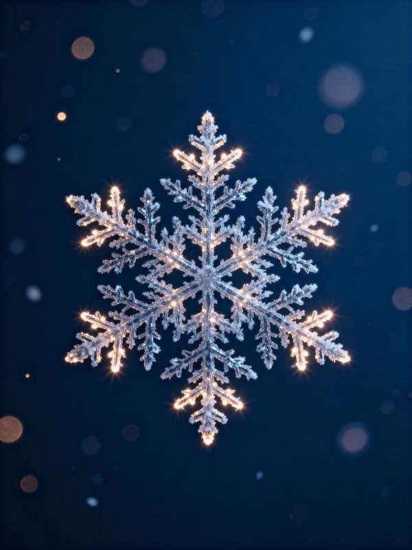 雪花闪耀 冬夜梦幻光斑图片