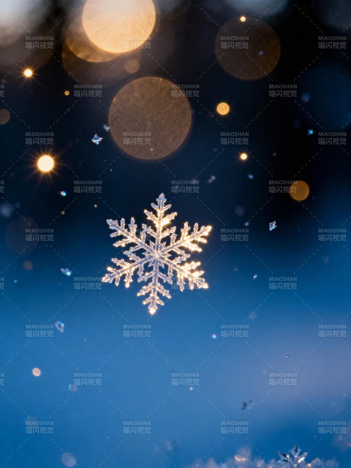 雪夜星光 晶莹雪花舞图片