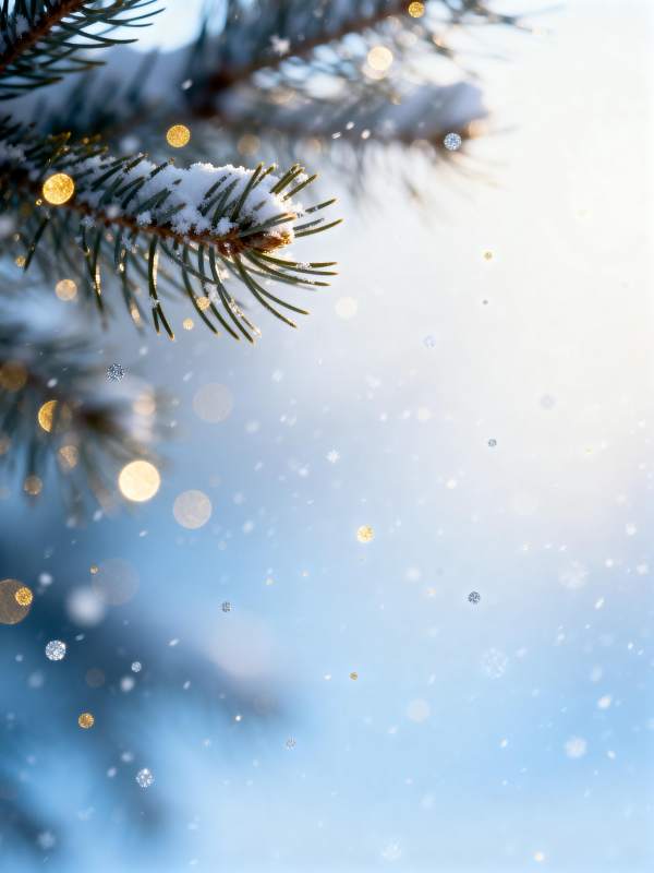 雪落松枝 冬日暖阳图片