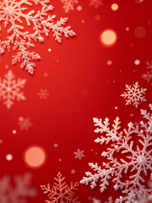 红底雪花 节日氛围浓图片