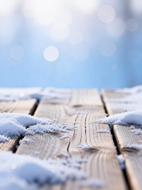 雪覆木台 冬光朦胧图片