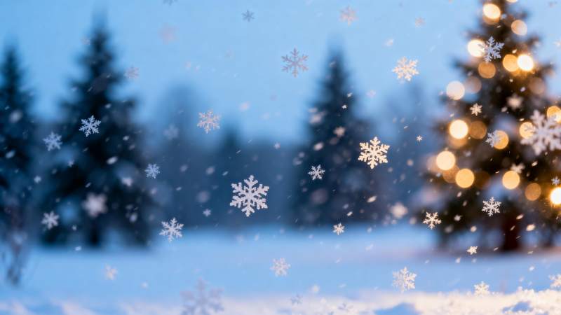 雪夜圣诞树 温暖灯火映寒冬图片
