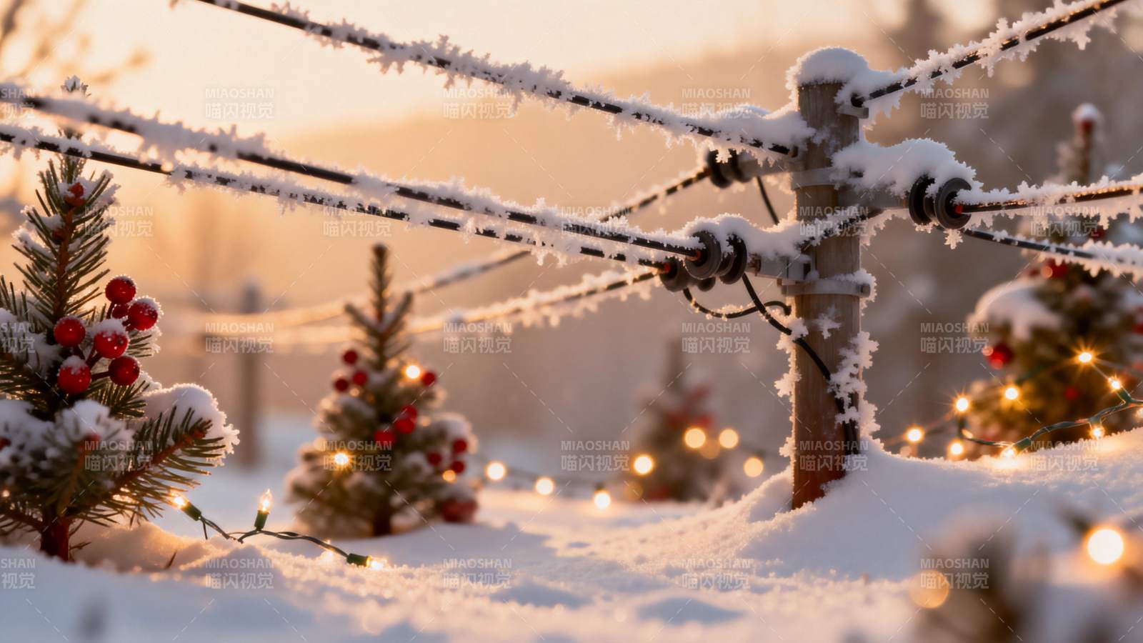 雪夜灯影 圣诞小景温馨图片