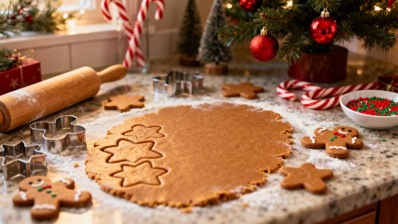 圣诞姜饼制作中图片