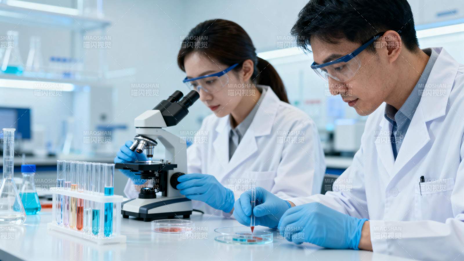 实验室科研合作场景图片
