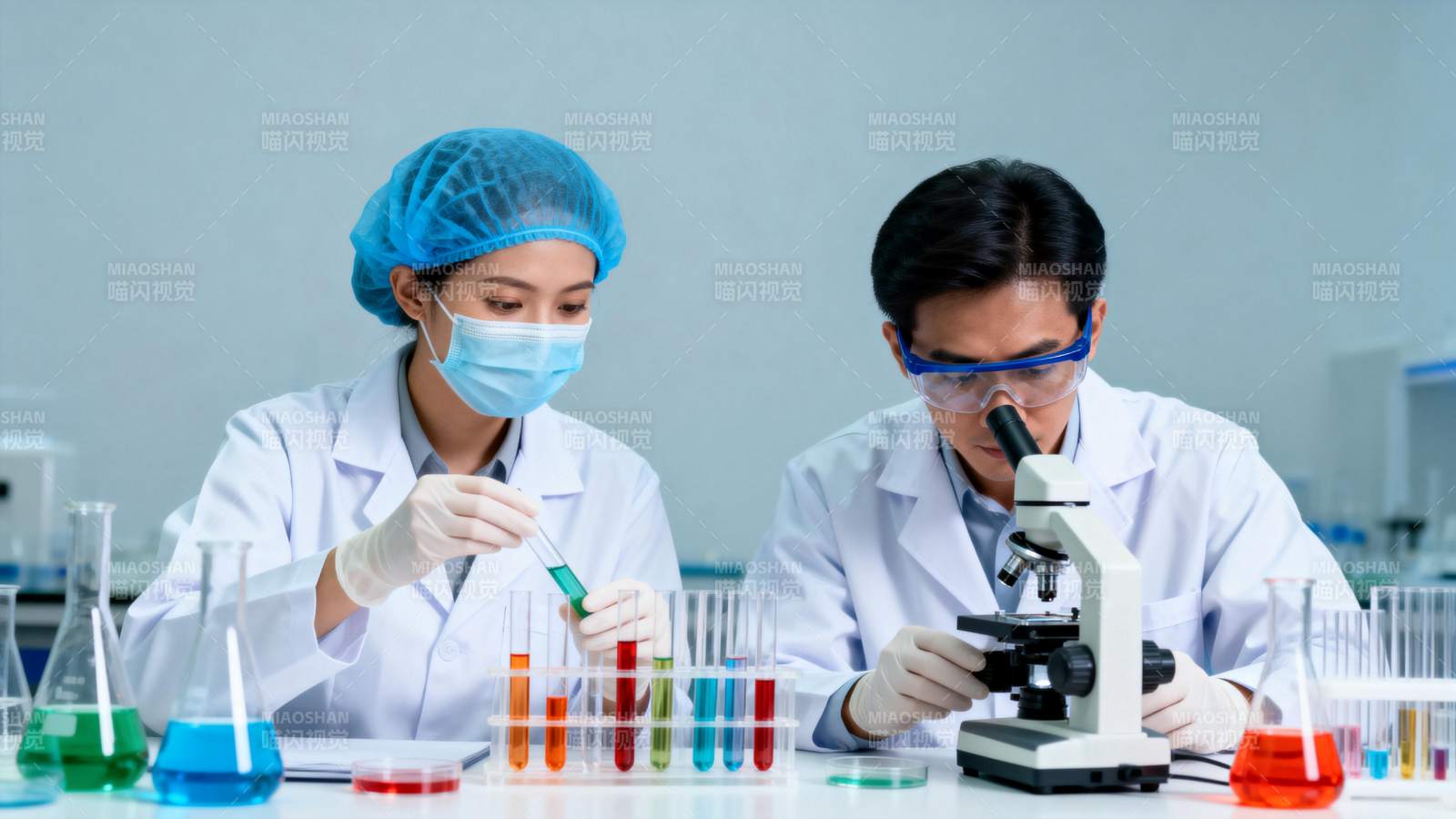 实验室科研人员进行实验图片