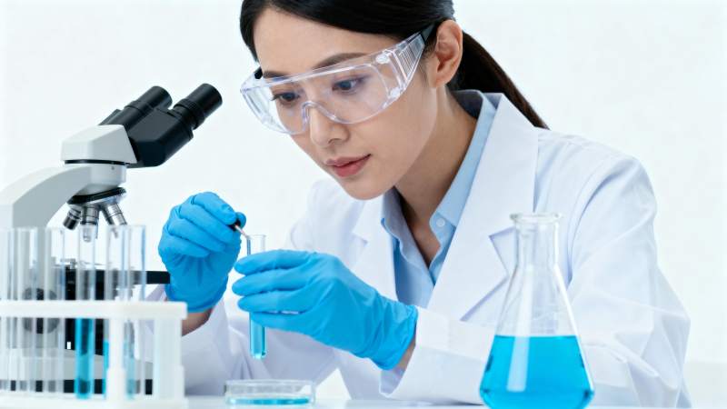 女科学家专注实验操作图片