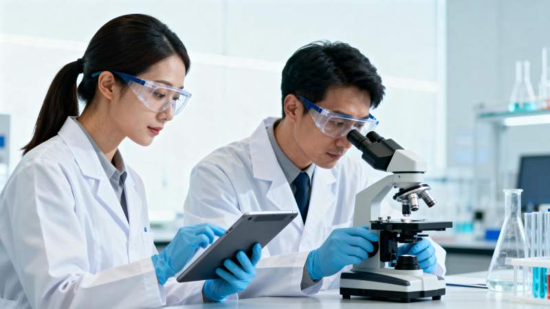 科研二人组专注实验图片
