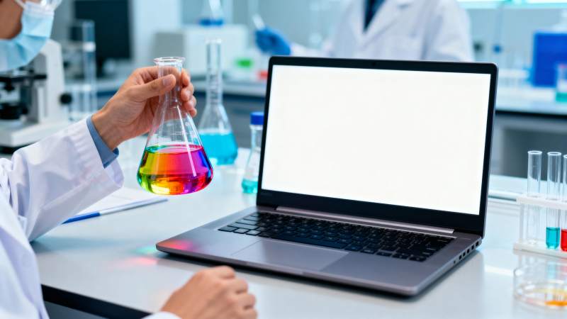 实验室里的彩色化学实验图片