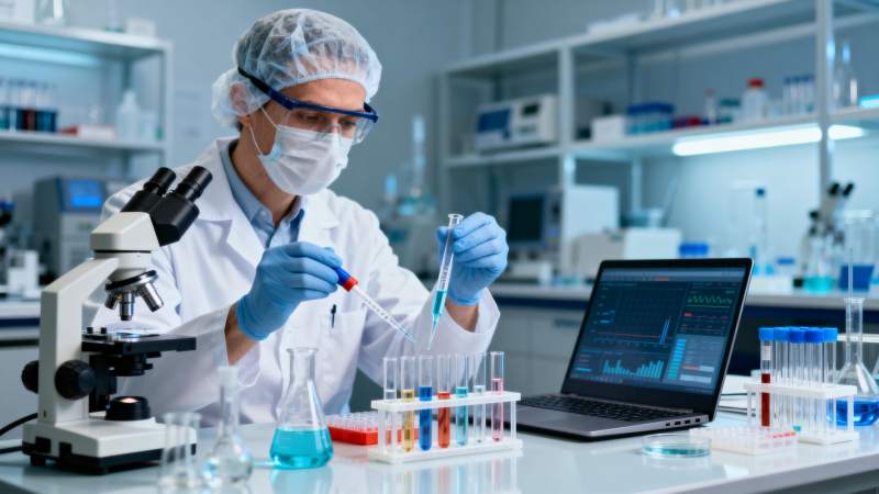 实验室科研人员进行实验分析图片