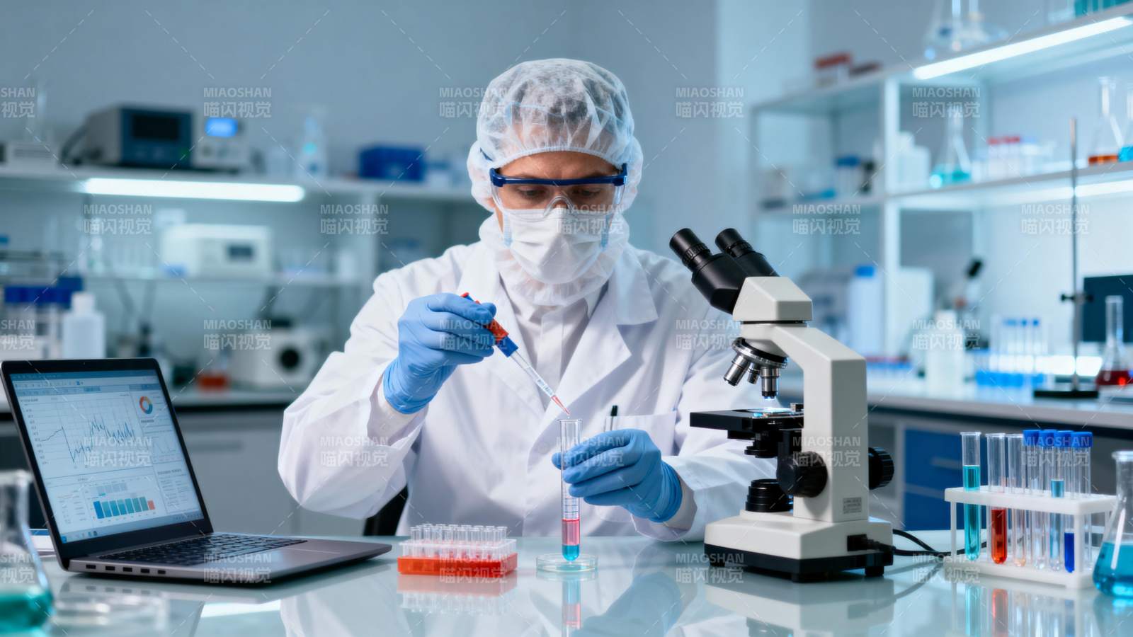 实验室科研人员进行实验图片