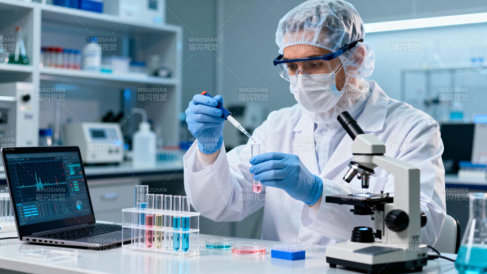 实验室科研人员进行实验图片