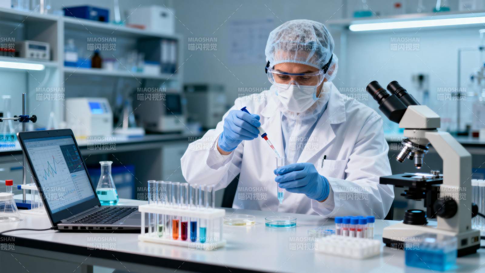 实验室研究员专注实验图片