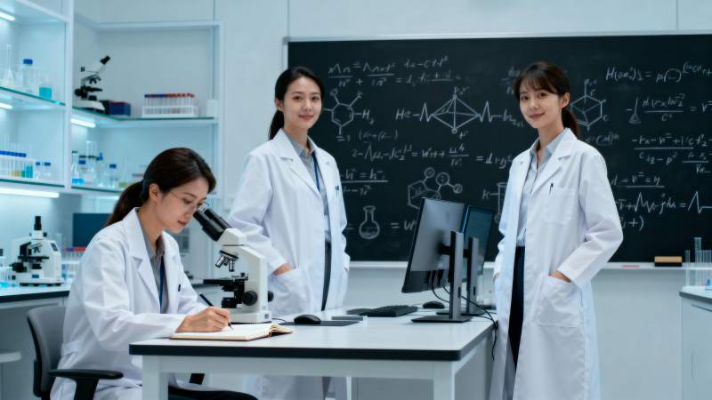 实验室里的三位女科学家图片
