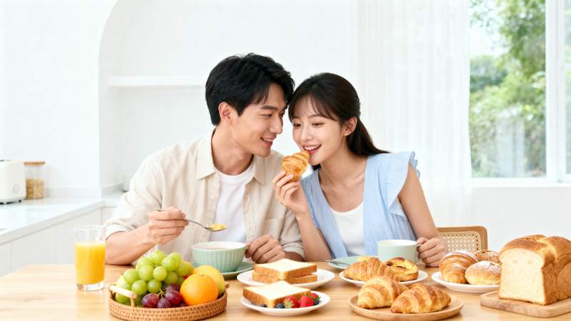 情侣早餐时光 甜蜜共享美味图片