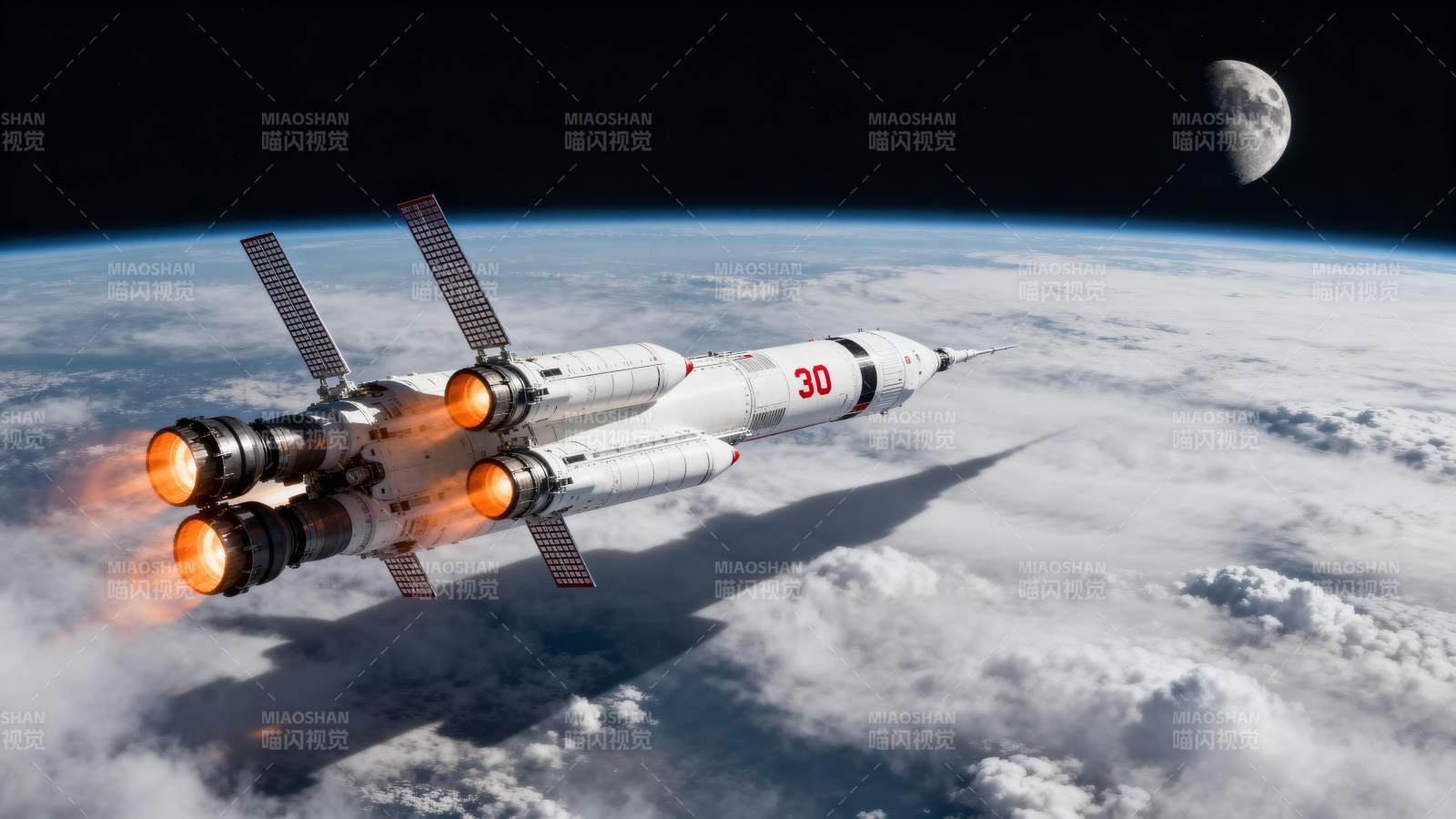 火箭升空 月球在望图片