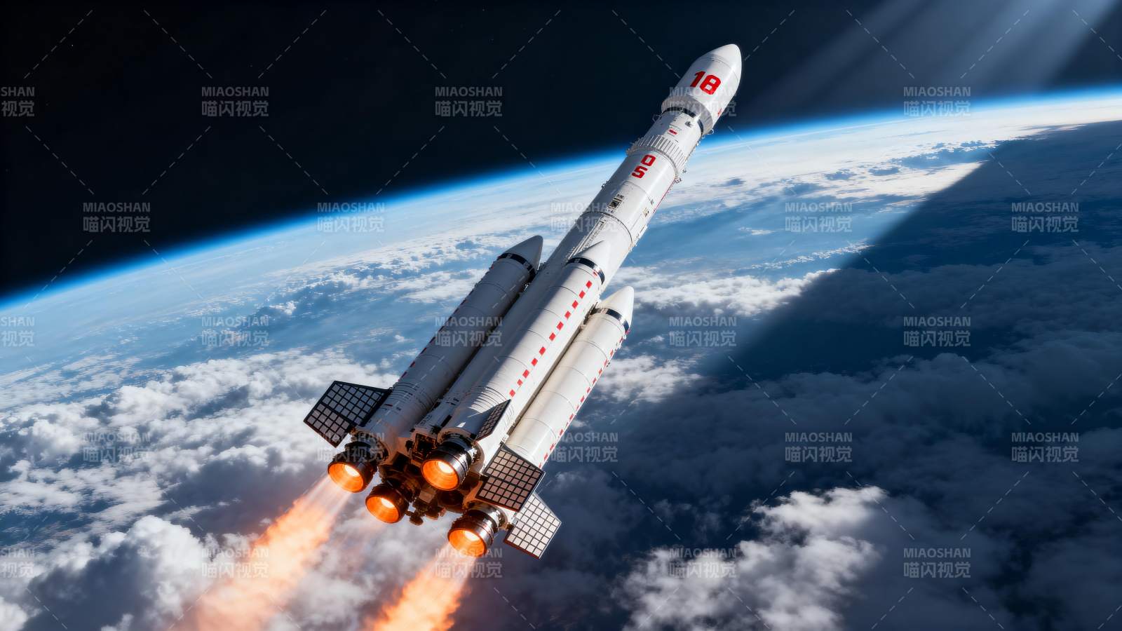 火箭升空 穿越云层入太空图片