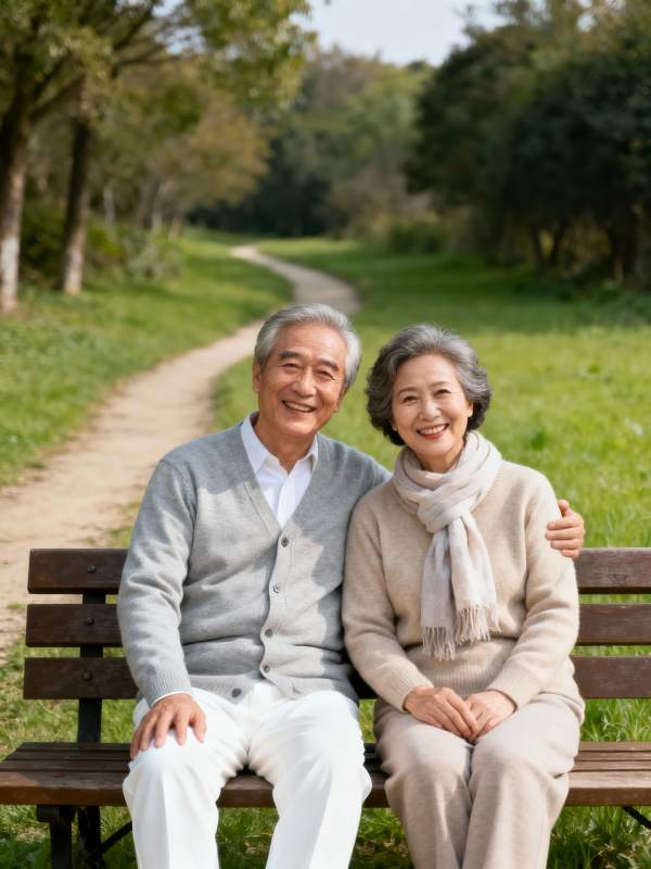 公园长椅上的幸福晚年图片