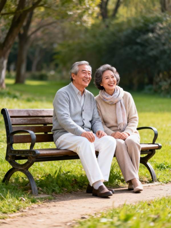 公园长椅上的幸福晚年图片