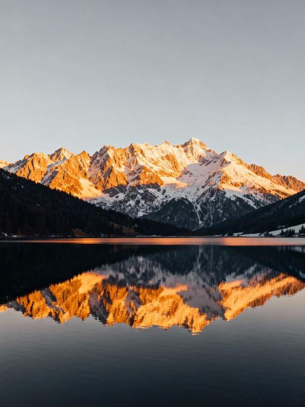 雪山倒影 湖光如画图片