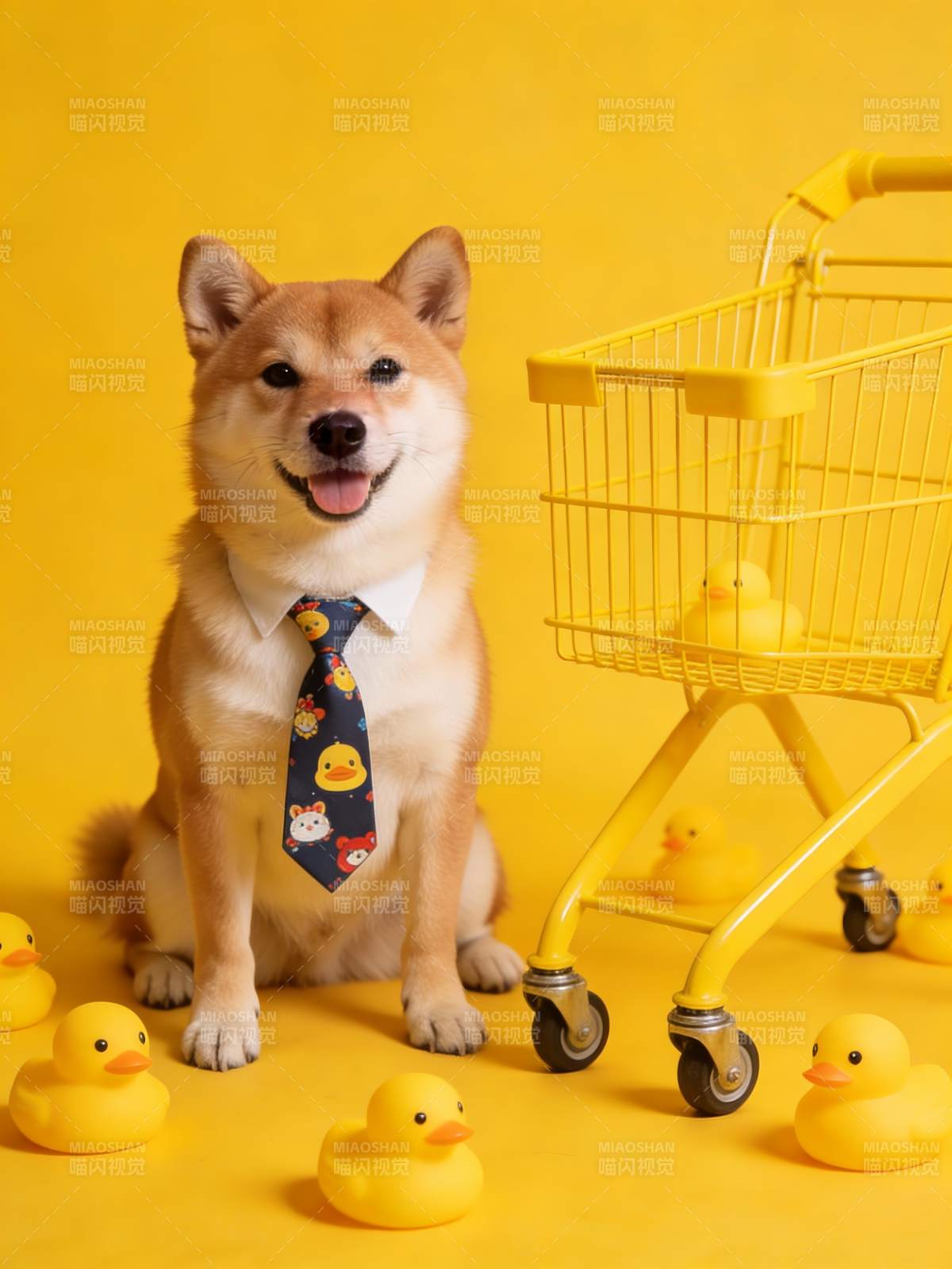 柴犬购物记 黄鸭满车笑哈哈图片