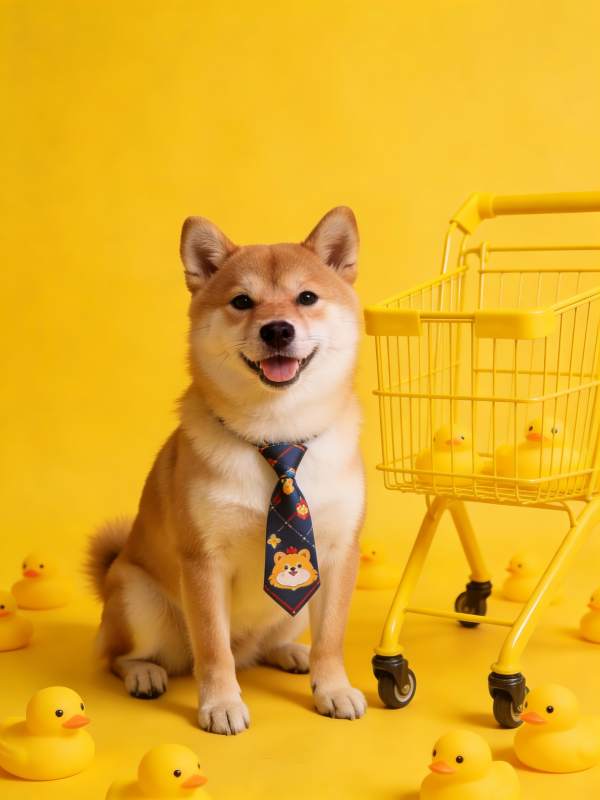 柴犬领带购 黄鸭满车笑图片