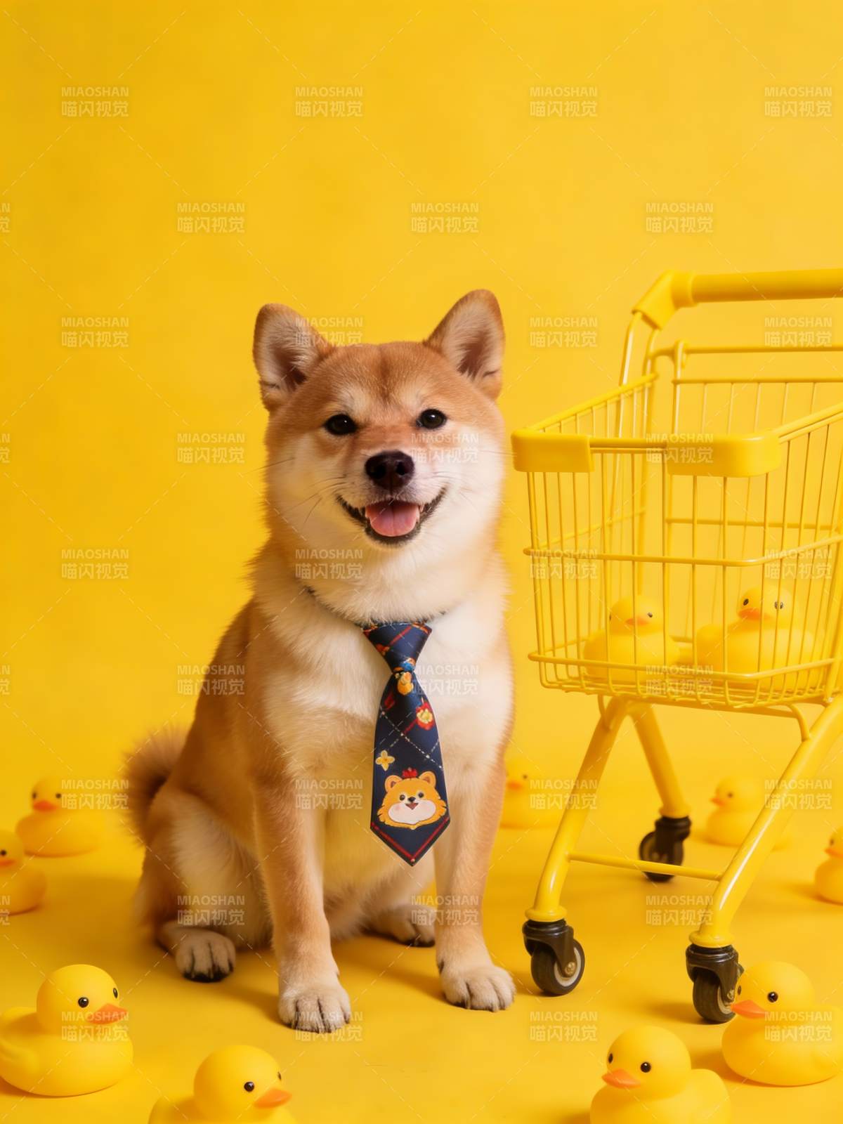 柴犬领带购 黄鸭满车笑图片