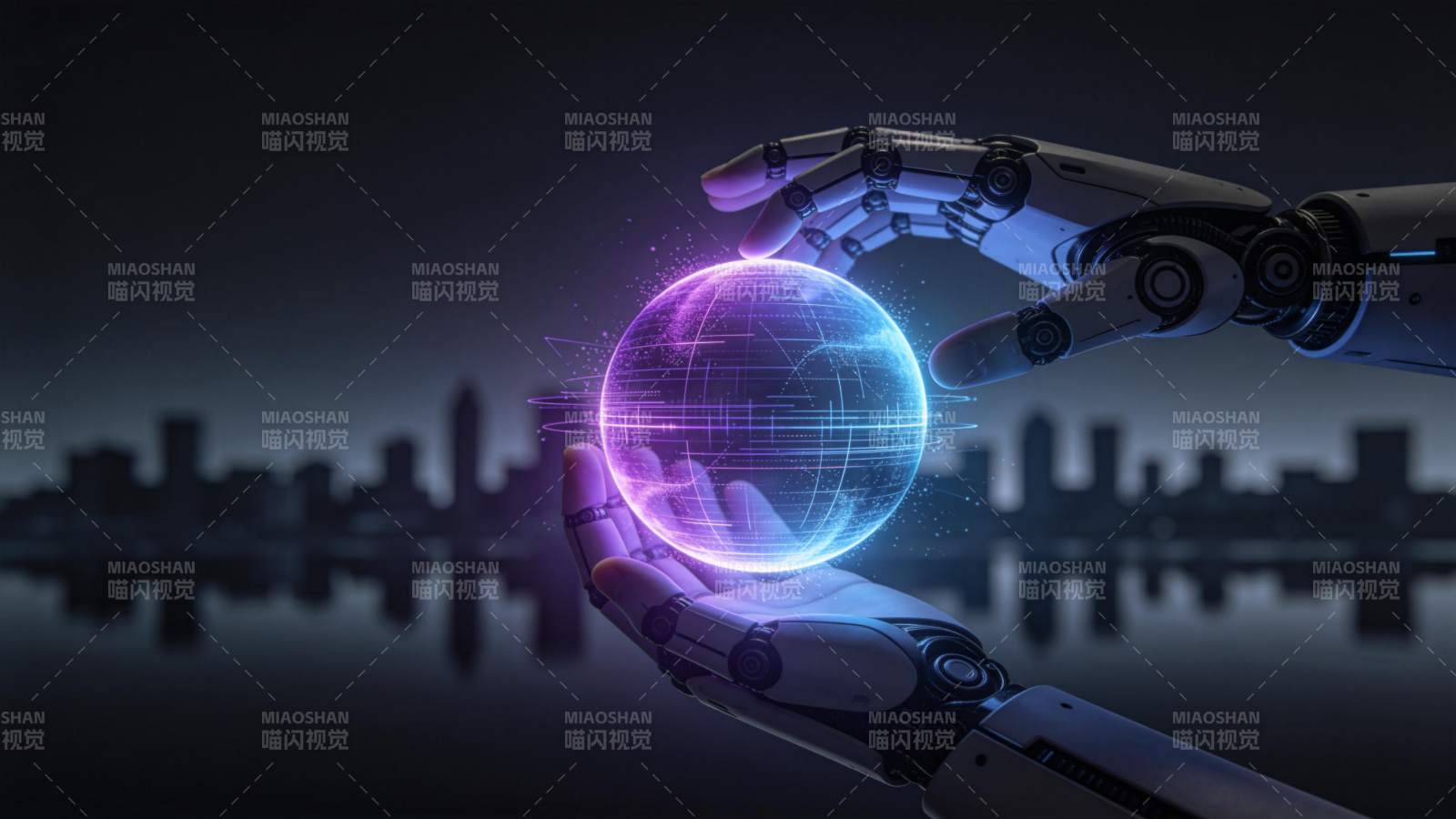 智握未来 机械手托举数字地球图片
