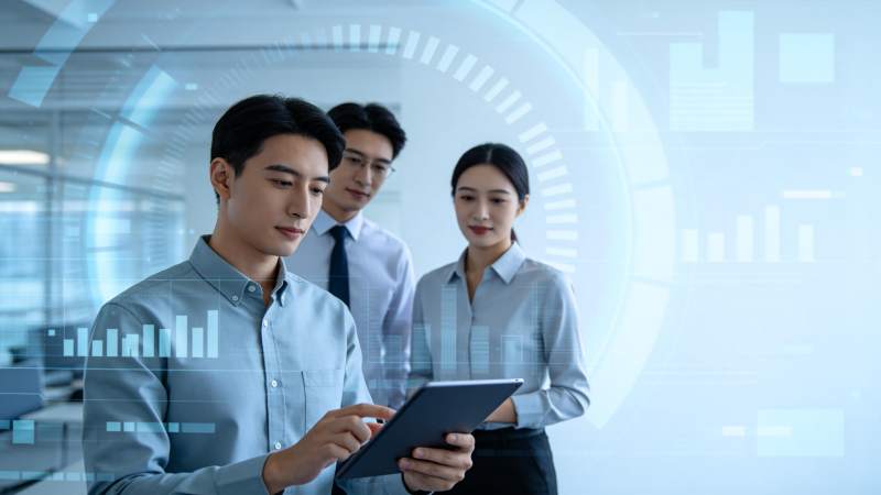 科技团队协作分析数据图片