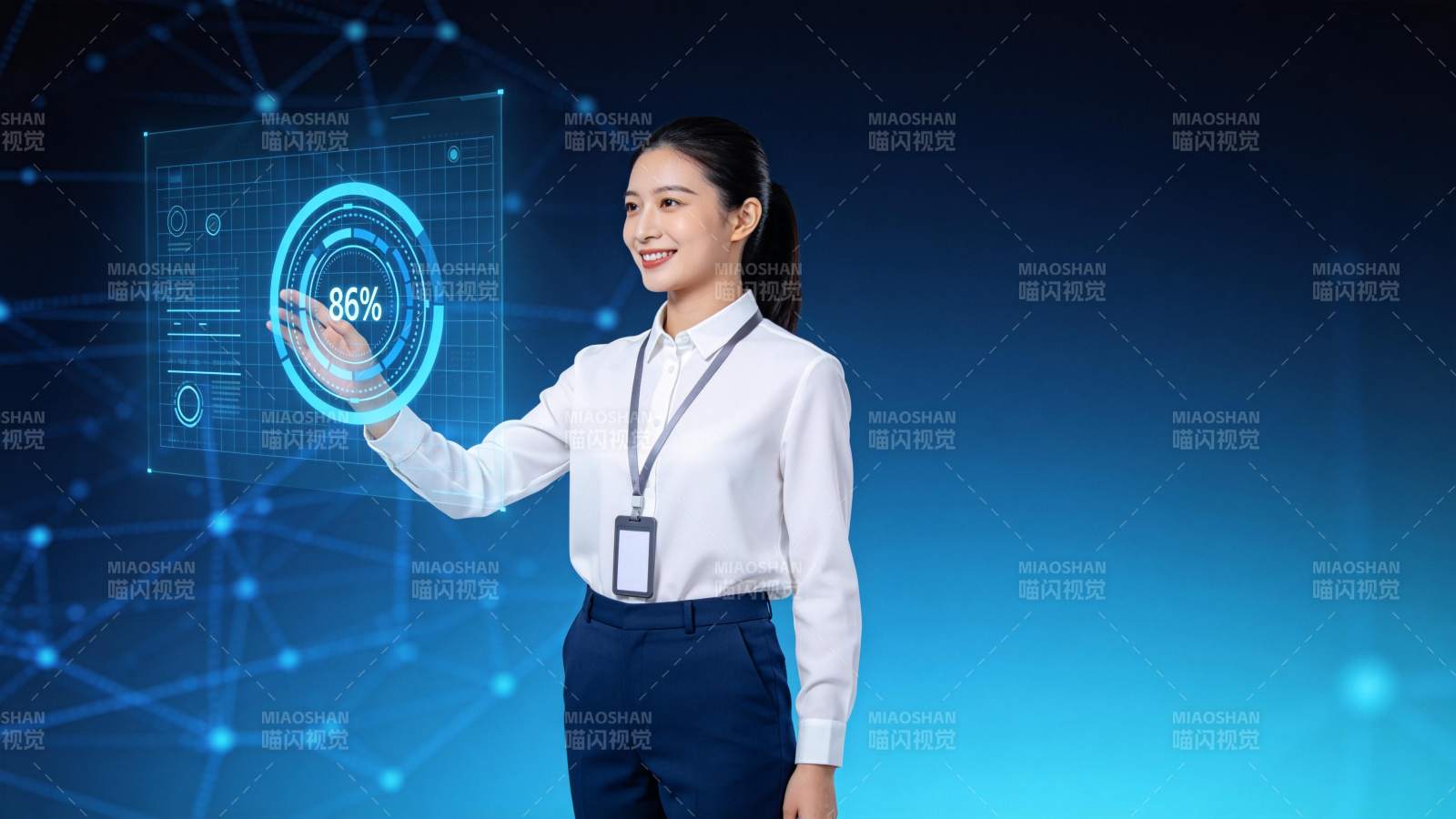 科技女性触控全息界面图片