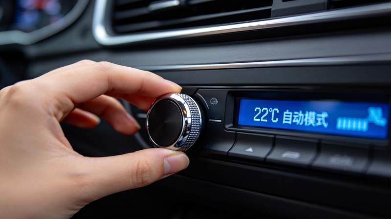 手调节汽车空调旋钮显示22度自动模式图片