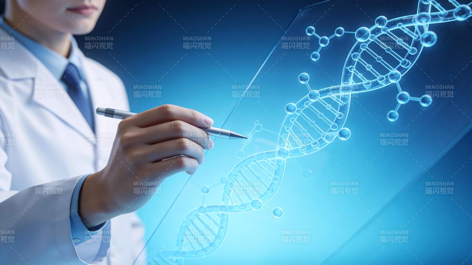 科学家绘制DNA双螺旋结构图片