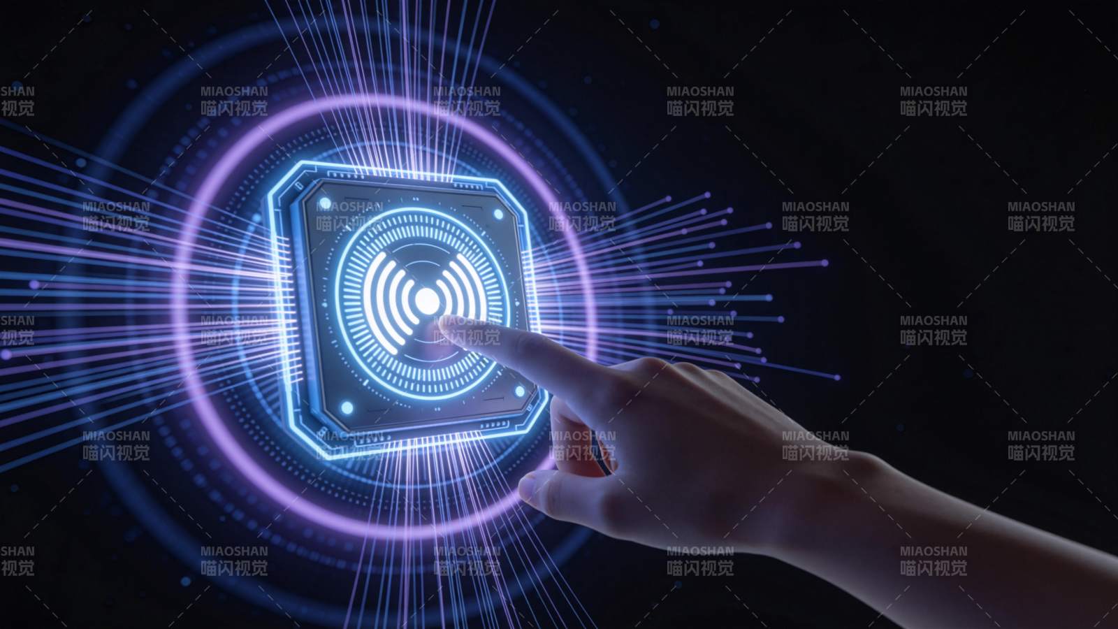 指尖触碰未来科技光核图片