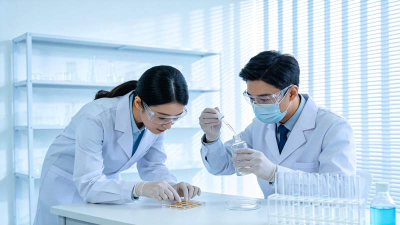 实验室科研人员进行化学实验操作图片