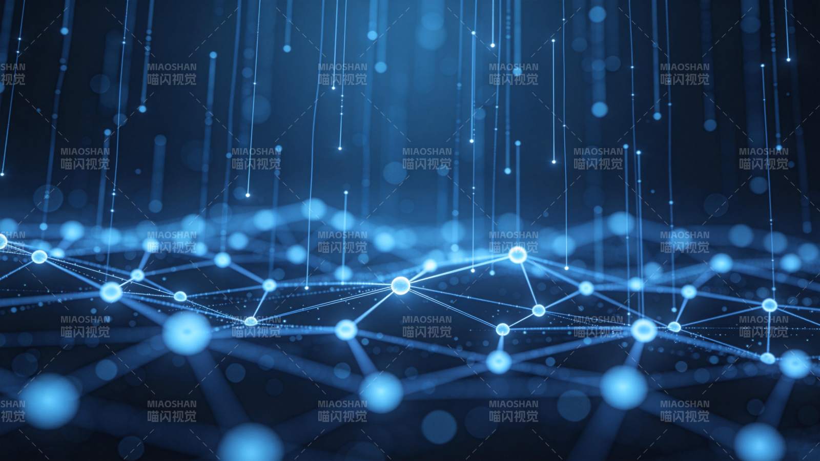 蓝色科技网络光点图图片