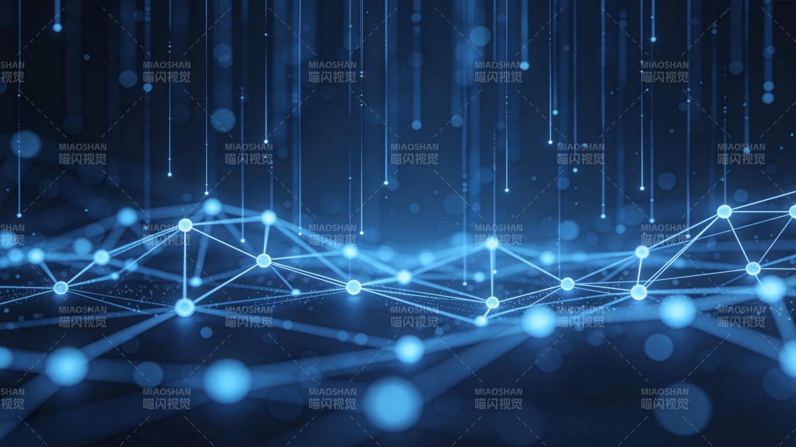 蓝色光点连线构成的数字网络结构图图片