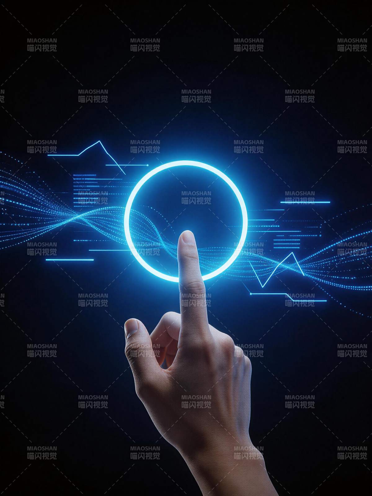 指尖触碰未来科技光环图片